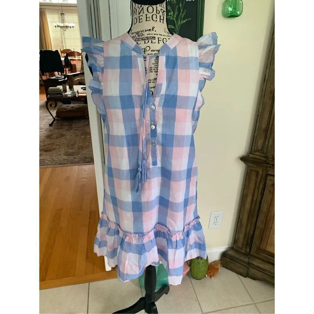 Ella Gray Pastel Gingham Summer Dress